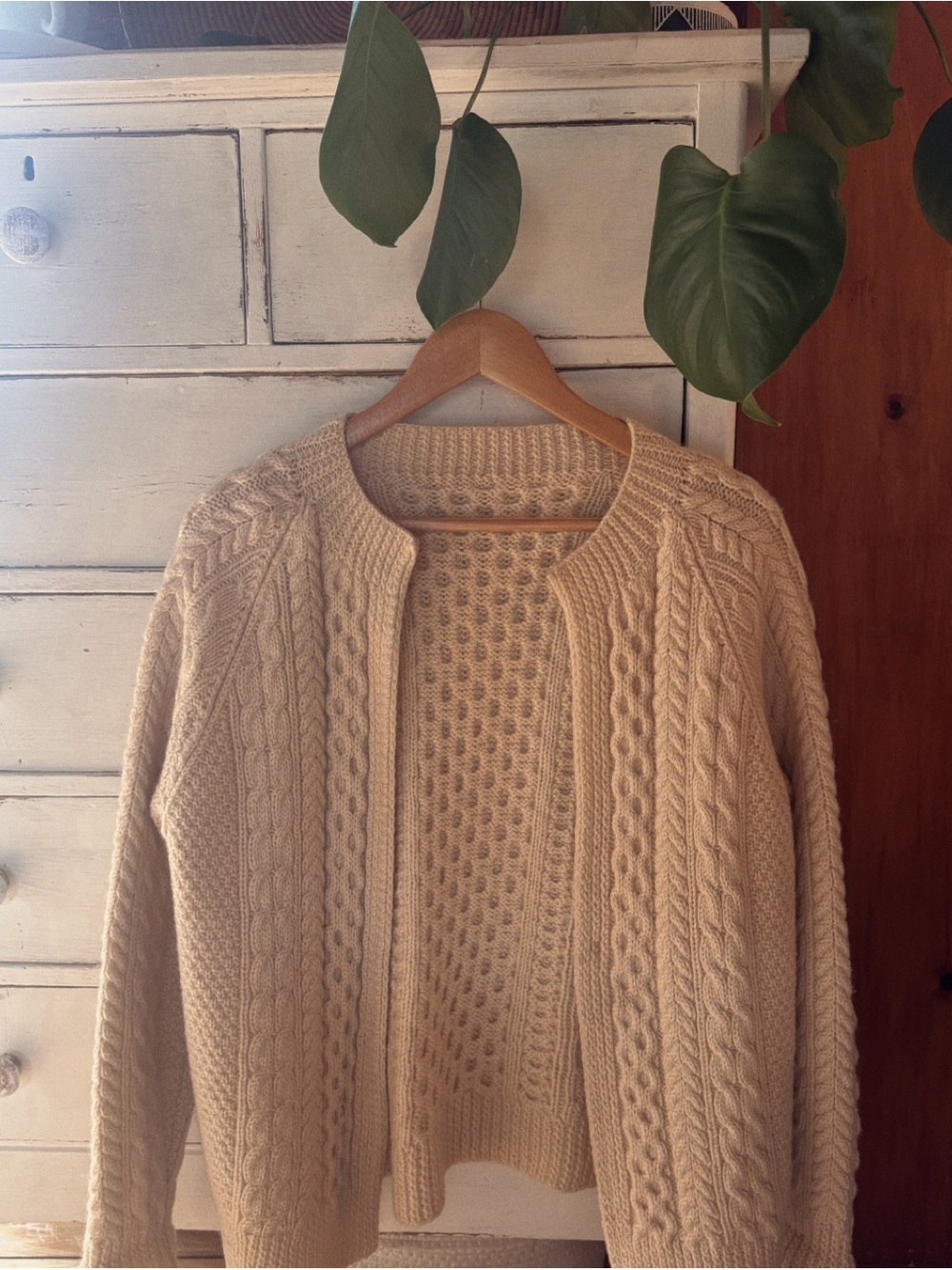 VINTAGE Handknit Fisherman Sweater Cardigan